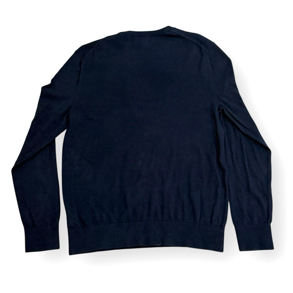 Banana Republic Mens L Luxe Sweater Collection Navy Blue Crewneck Cotton Blend - Picture 5 of 7